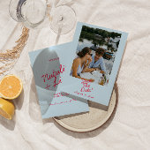 Moderne kleurrijke grillige vet retro foto bruilof save the date