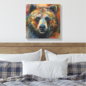 Moderne Kleurrijke Grizzly Beer Art Canvas Afdruk (Insitu (Slaapkamer))
