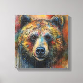 Moderne Kleurrijke Grizzly Beer Art Canvas Afdruk (Voorkant)