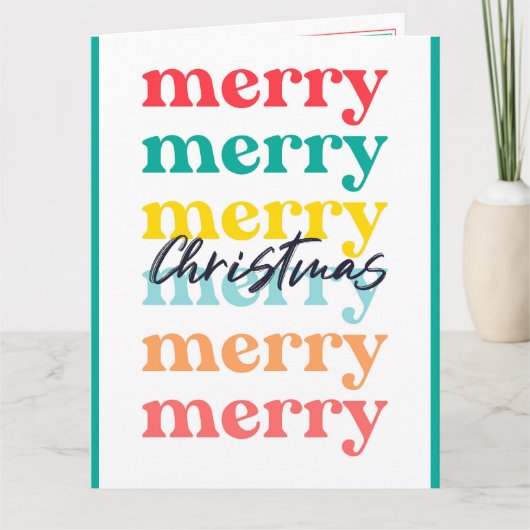 Moderne Kleurrijke Groene Vrolijke Kerstmis Een Fo Kaart (Voorkant)