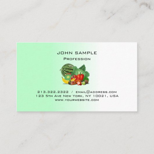 Moderne kleurrijke groenten fruit voedingsdeskundi visitekaartje (Achterkant)