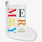 Moderne, kleurrijke groet en heldere cadeautjes grote kerstsok (Voorkant)