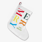 Moderne, kleurrijke groet en heldere cadeautjes grote kerstsok (Voorkant (Hangend))