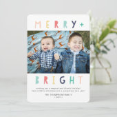 Moderne kleurrijke groet en heldere foto feestdagenkaart (Staand voorkant)