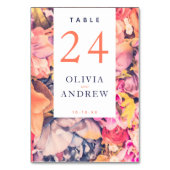 Moderne kleurrijke grote Floral achtergrond bruilo Kaart (Achterkant)