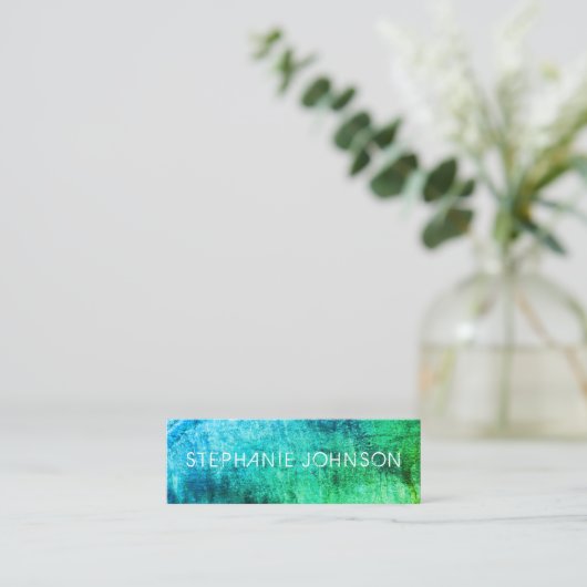 Moderne kleurrijke grunge en tekst mini visitekaartje (Staand voorkant)