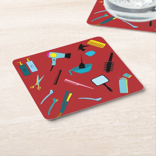 Moderne kleurrijke Haarstylist Tools Kit Onderzett Kartonnen Onderzetters (Schuin)