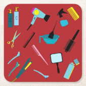 Moderne kleurrijke Haarstylist Tools Kit Onderzett Kartonnen Onderzetters (Voorkant)