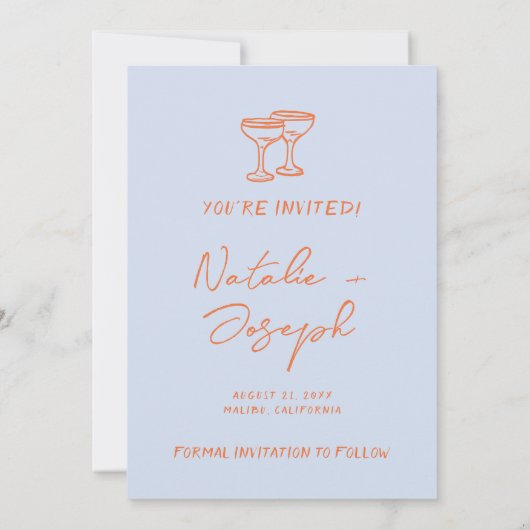 Moderne Kleurrijke Hand Getrokken Heldere Retro Br Save The Date (Achterkant)