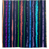 Moderne kleurrijke hand getrokken houtskool strepe douchegordijn (Voorkant)