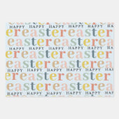 Moderne, kleurrijke, Happy Easter Pattern Pastel Inpakpapier Vel (Voorkant 3)