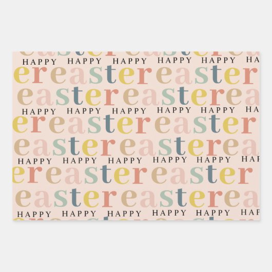 Moderne, kleurrijke, Happy Easter Pattern Pastel Inpakpapier Vel (Voorkant 2)
