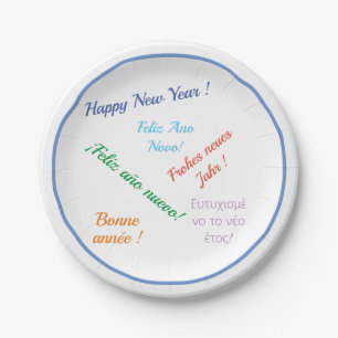Moderne kleurrijke Happy Nieuwjaar Papieren Bordje