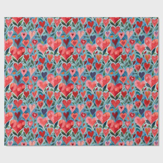 Moderne Kleurrijke Happy Valentijn Hearts Waterver Cadeaupapier (Vlak)