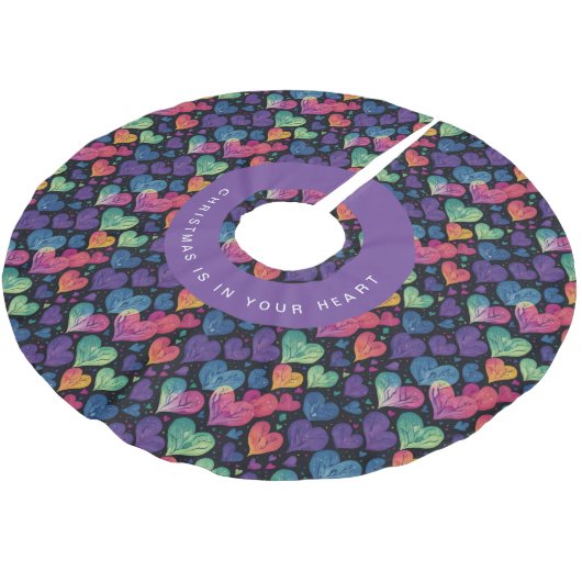 Moderne Kleurrijke Hart Kerst Waterverf Kerstboom Rok (Gekanteld)