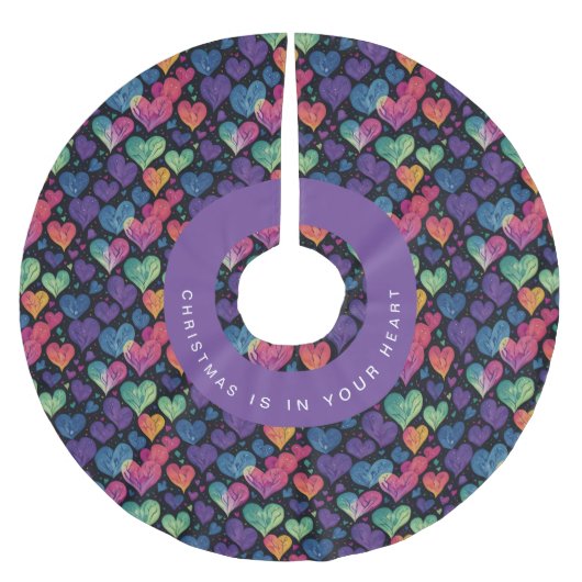 Moderne Kleurrijke Hart Kerst Waterverf Kerstboom Rok (Voorkant)