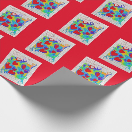 Moderne kleurrijke harten schilderen-Valentijn's d Cadeaupapier (Hoek)