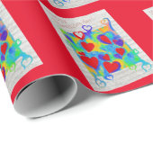 Moderne kleurrijke harten schilderen-Valentijn's d Cadeaupapier (Rol Hoek)