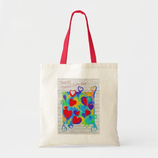 Moderne kleurrijke harten schilderen-Valentijn's d Tote Bag (Voorkant)