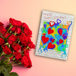 Moderne kleurrijke harten schilderij-Valentijnsdag Feestdagenkaart