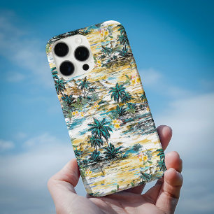Moderne Kleurrijke Hawaï Eiland Palm Geel Aangepas iPhone 16 Pro Hoesje