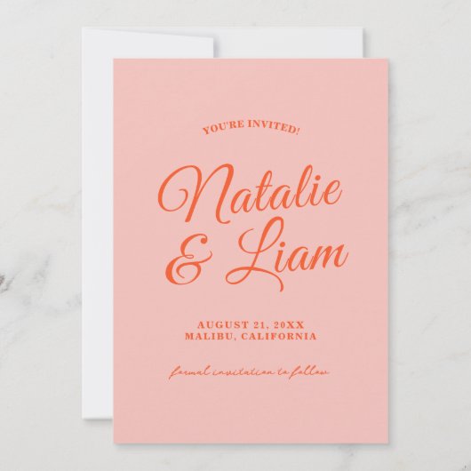 Moderne Kleurrijke Heldere Funky Bold Retro Bruilo Save The Date (Achterkant)