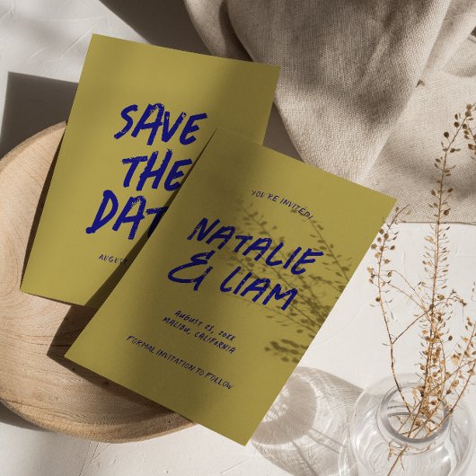 Moderne Kleurrijke Heldere Funky Grunge Retro Brui Save The Date