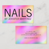 Moderne kleurrijke heldere holografische nagellak visitekaartje (Voorkant / Achterkant)