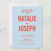 Moderne Kleurrijke Heldere Retro Bold Bruiloft Kaart (Voorkant)