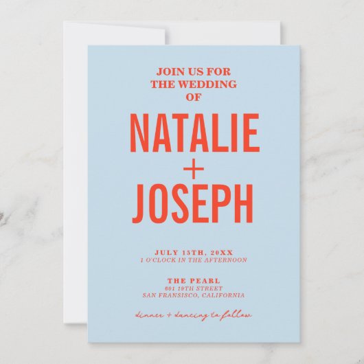 Moderne Kleurrijke Heldere Retro Bold Bruiloft Kaart (Voorkant)