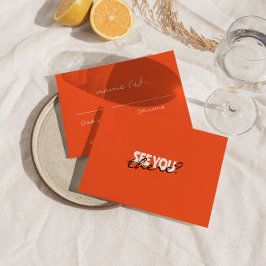 Moderne Kleurrijke Heldere Retro Funky Bruiloft De RSVP Kaartje