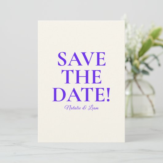 Moderne Kleurrijke Heldere Vette Retro Unieke Huwe Save The Date (Staand voorkant)