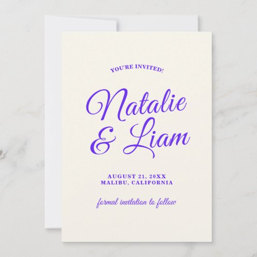 Moderne Kleurrijke Heldere Vette Retro Unieke Huwe Save The Date (Achterkant)