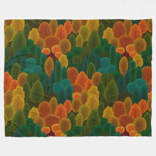 Moderne kleurrijke Herfsten Fleece Deken (Voorkant (Horizontaal))