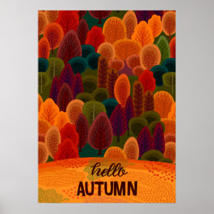 Moderne, kleurrijke Herfsten, Hallo herfst Poster