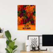 Moderne, kleurrijke Herfsten, Hallo herfst Poster (Thuiskantoor)