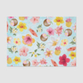 Moderne kleurrijke Hibiscus van Hawaï in blauw Tissuepapier (Voorkant)