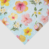 Moderne kleurrijke Hibiscus van Hawaï in blauw Tissuepapier (Detail)