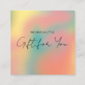 Moderne kleurrijke holografische cadeaubonnen vierkante visitekaartje (Voorkant)