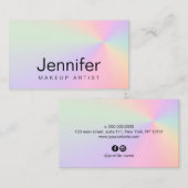 Moderne, kleurrijke holografische make-up artiest visitekaartje (Voorkant / Achterkant)
