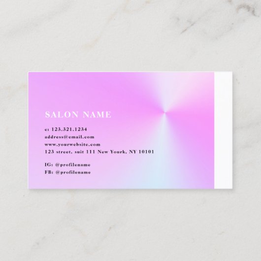 Moderne, kleurrijke holografische make-up met grad visitekaartje (Achterkant)