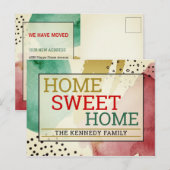 Moderne, kleurrijke Home Sweet Home Typography Mov Aankondigingskaart (Voorkant / Achterkant)