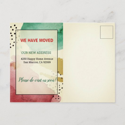 Moderne, kleurrijke Home Sweet Home Typography Mov Aankondigingskaart (Achterkant)