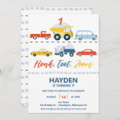 Moderne Kleurrijke Honk Toot Zoom Vervoer Verjaard Kaart (Voorkant / Achterkant)