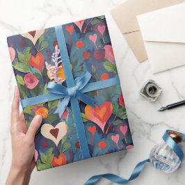Moderne Kleurrijke I Love You Hartjes Patroon Cadeaupapier