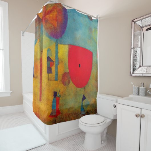 Moderne kleurrijke impressionist elke dag douchegordijn (In situ)