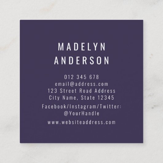 Moderne kleurrijke Indigo Roze Blauwgroen Confetti Vierkante Visitekaartje (Achterkant)