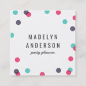 Moderne kleurrijke Indigo Roze Blauwgroen Confetti Vierkante Visitekaartje (Voorkant)