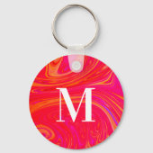 Moderne kleurrijke initiaal van monogram sleutelhanger (Achterkant)