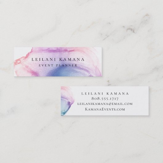 Moderne kleurrijke inktvlek mini visitekaartje (Voorkant / Achterkant)